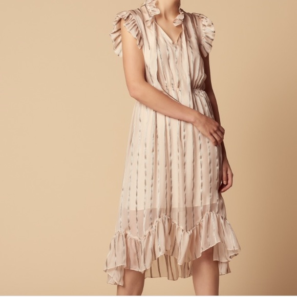 Sandro Dresses & Skirts - Sandro Paris Maki Ruffled Metallic Striped Dress